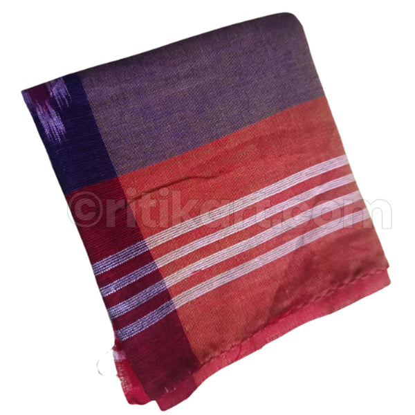 Red-Purple Cotton Striped Sambalpuri Rumal