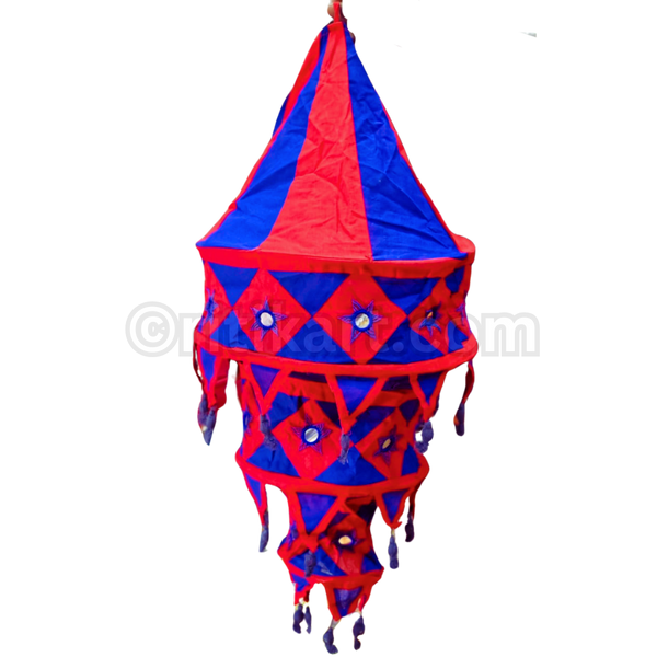 Red & Blue Pipili Lampshade Applique - 3 steps