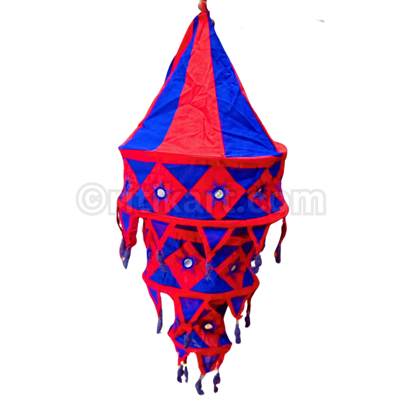 Red & Blue Pipili Lampshade Applique - 3 steps