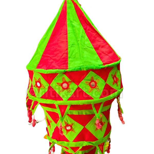 Red & Green Pipili Lampshade Applique - 3 steps