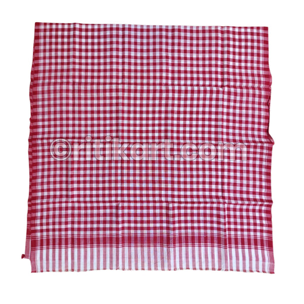 Red Small Check Pattern Khordha Gamucha