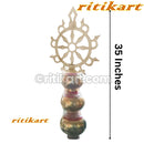 Brass Handcrafted Heavy Temple Peak Kalash With Nilachakra.