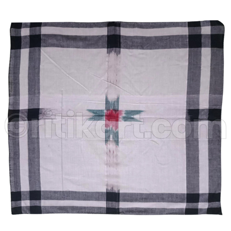 White-Black Cotton Star Sambalpuri Rumal