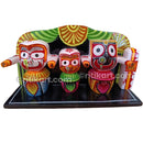 Wooden Car Decor Jaganntah Balabhadra and Subhadra Idol in a Stand