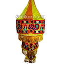 Yellow Ethnic Pipili Peacock Lampshade