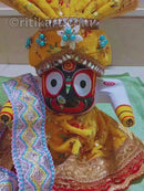 Premium Yellow,Green,Red Velvet Pagadi Costume for Lord Jagannath Balabhadra & Subhadra