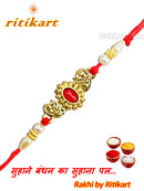 Antique Finish Metal with Red Stone Rakhi