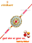 Designer Kundan Rakhi With White Stone