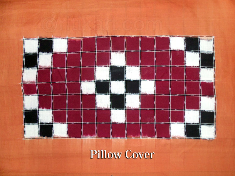 Sambalpuri Maroon Color Double Bed Cover with Pillow Cover-pic5