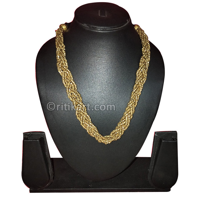 Tribal Dhokra Necklace Brass Beads Tangled