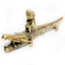 Ancient Dhokra Crocodile and Monkey Showpiece