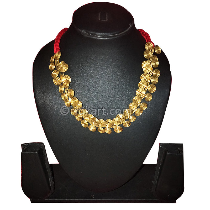 Tribal Necklace with Dual Spiral Dhokra Rings