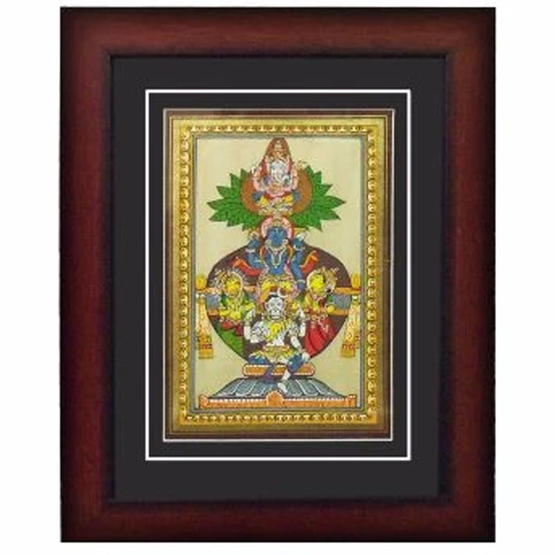 Folk Art of Tridev  Canvas Tasar Painting With Photo Frame