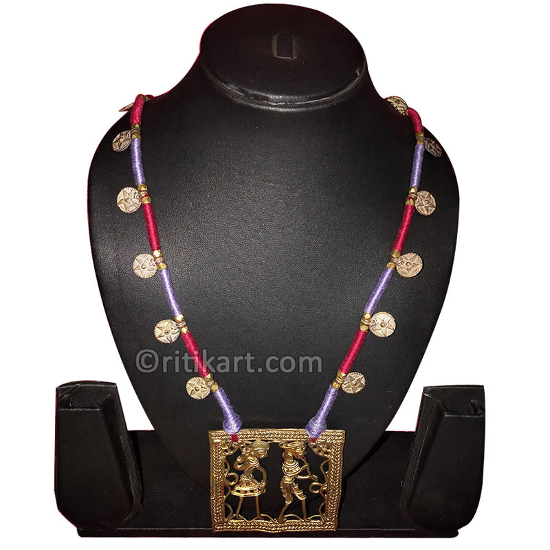 Dokra Necklace of a Tribal Dancing Couple