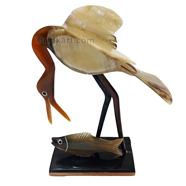 Horn Crafts-Heron Catching Fish