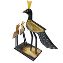 Horn Made Showpiece Peacock with its two baby peacocks.