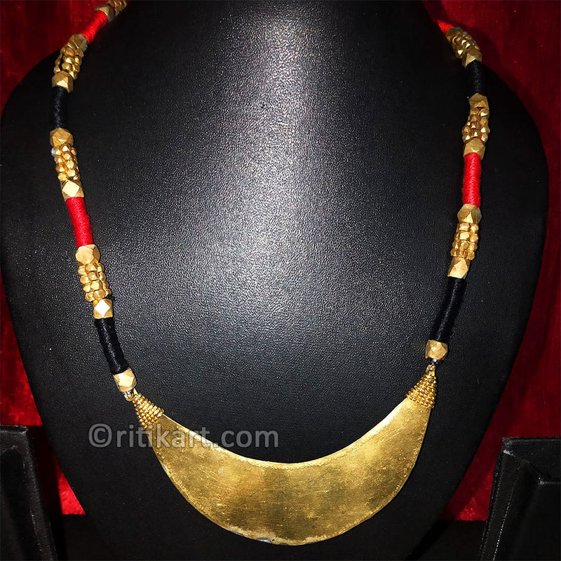 Tribal Dhokra Necklace with Semi Circle Design