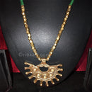 Tribal Necklace with Brass Beads Embedded in Green Thread