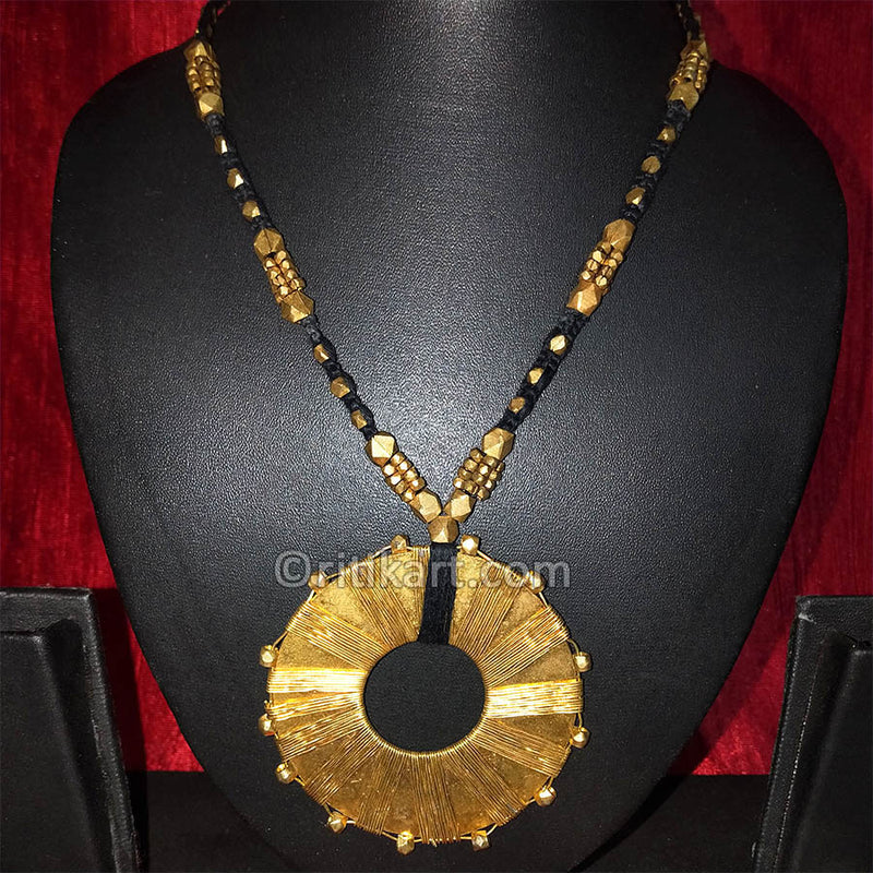 Ancient Tribal Necklace with Brass Round Design