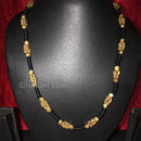 Tribal Necklace with Brass Beads Embedded in Black Thread