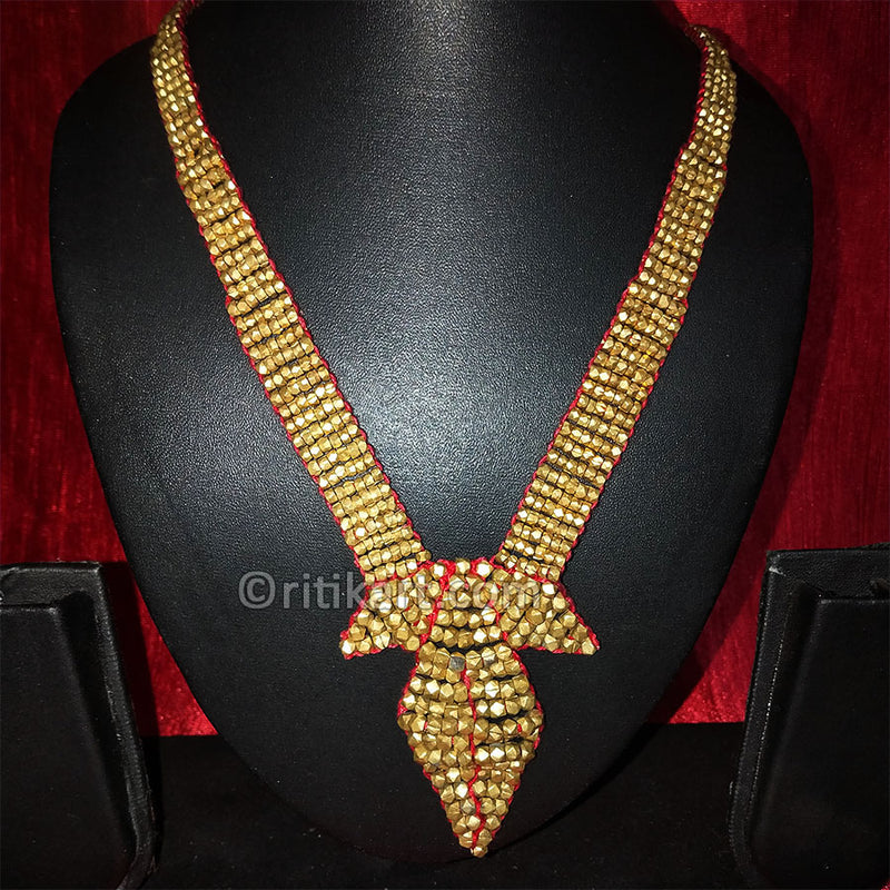 Tribal Necklace with Thick Border Dhokra Strip
