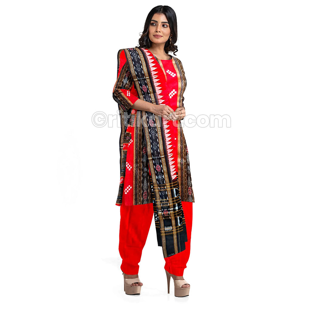 Women Black Palazzo Kurta Set Red Dupatta Pakistani Stitched Salwar Kameez  Combo | eBay