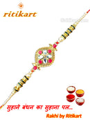 Designer Kundan With Multi Colour Beads Rakhi