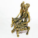 Tribal Couple Sitting on Charpai Dhokra Art Showpiece
