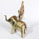 Dhokra Art King and Queen sitting on Elephant Showpiece