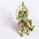 Dhokra Art King and Queen sitting on Elephant Showpiece