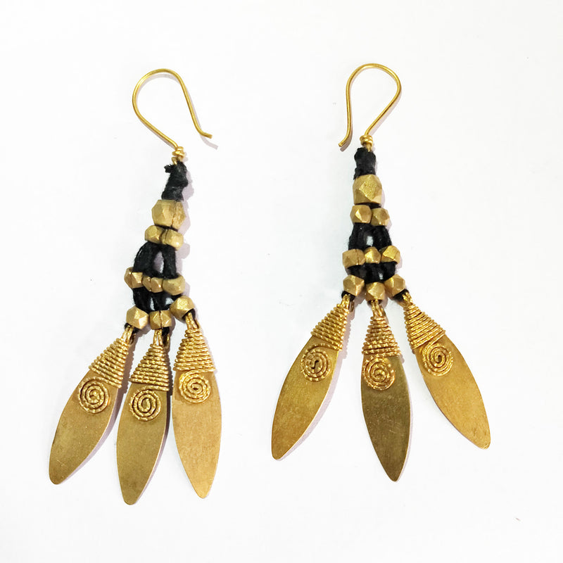Tribal Jewelry Dhokra Golden Petal Earrings Set