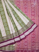 Sambalpuri Green Color Body with Maroon Anchal Design Saree pic-1