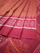 Sambalpuri Hand Woven Brown with Maroon Anchal Design Saree-pic2