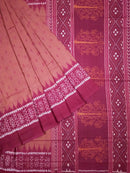 Sambalpuri Hand Woven Brown with Maroon Anchal Design Saree