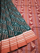 Sambalpuri Hand Woven Greeen and Maroon Sankha Design Saree-pic2