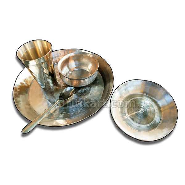 Kansa Thali Set (1 Thali, 1 Bowl, 1 Small Plate, 1 Glass & 1 Spoon) pic-1