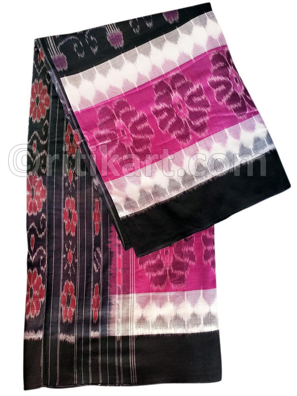 7D Black and Pink Color Maniabandha Cotton Saree Pic-1