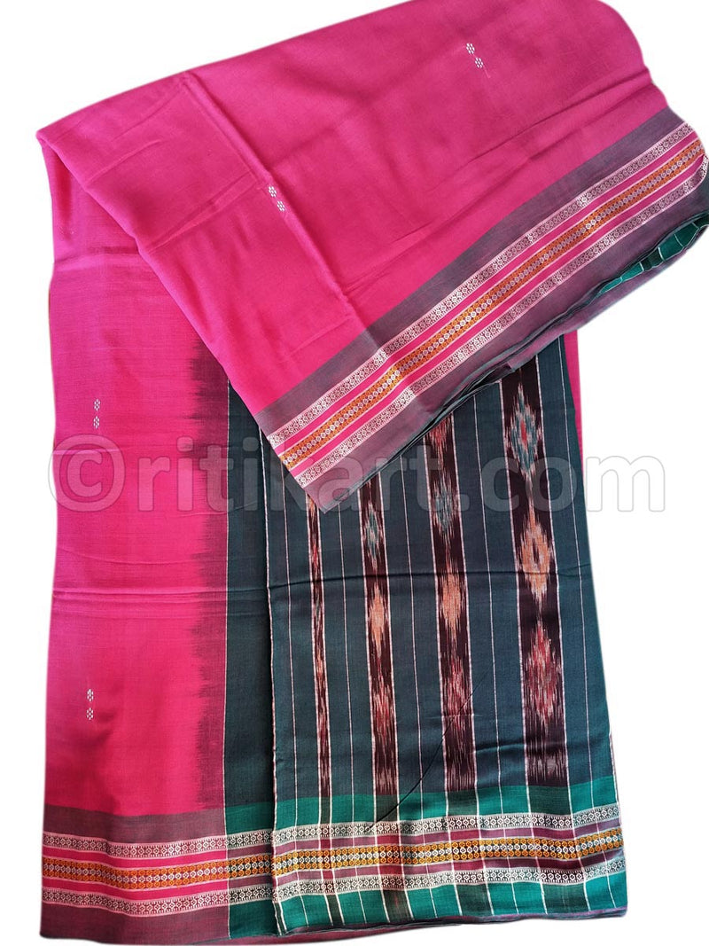 Rekha Butti Work Pink Maniabandha Cotton Saree