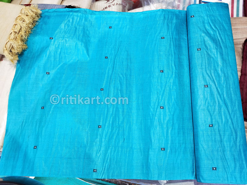 Tussar Fine Silk Raw Fabric Sky Blue p-1