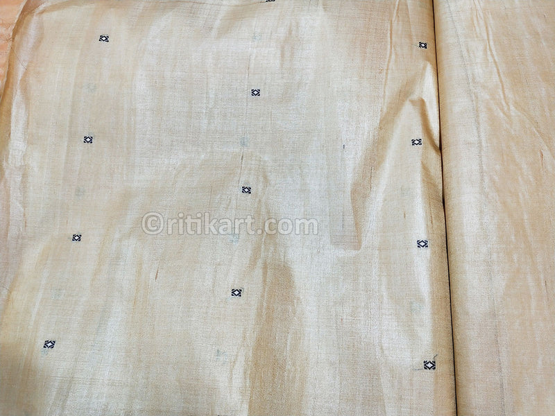 Tussar Fine Silk Raw Golden Yellow Fabric p-3