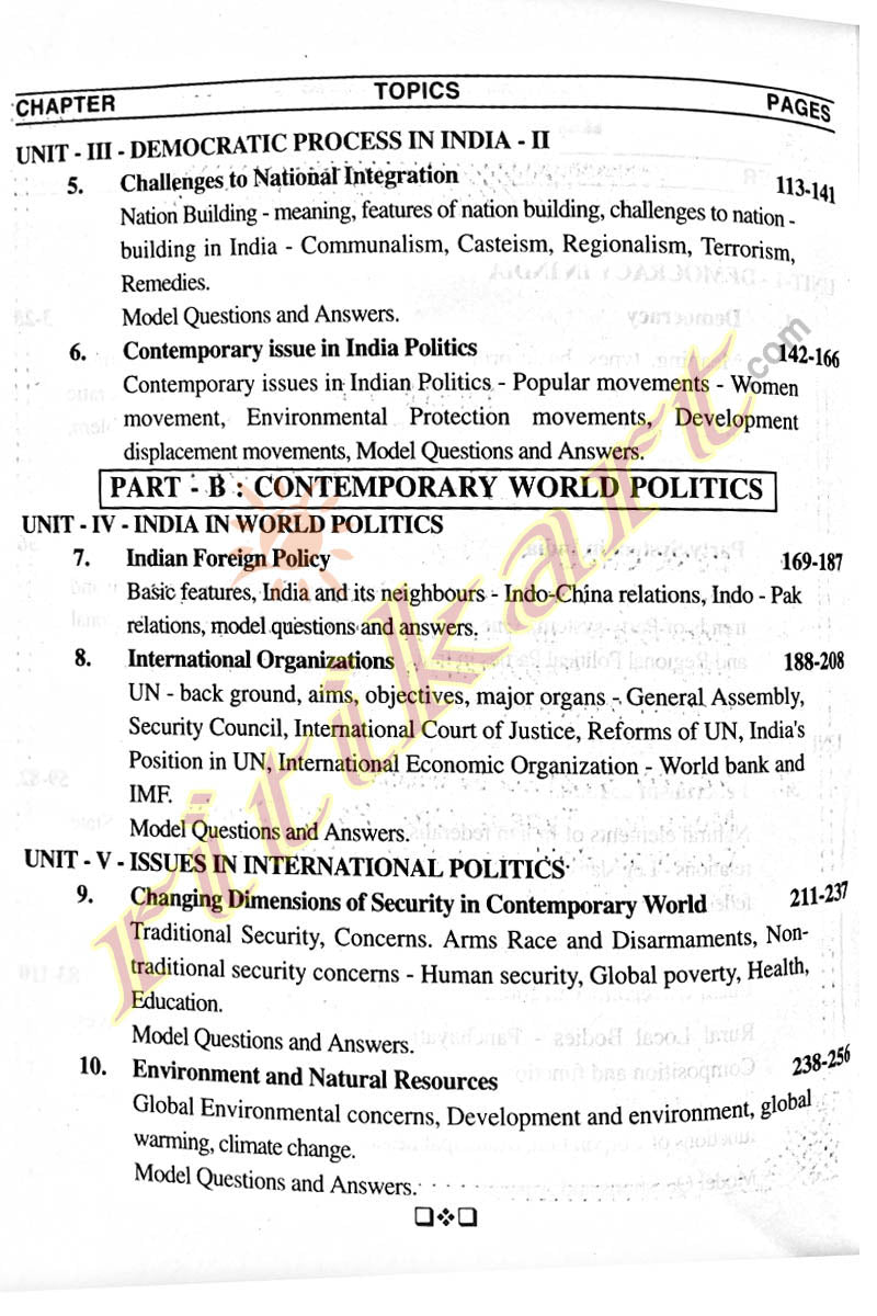 '+2 Political Science Book_contents1