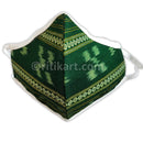 Sambalpuri Handloom Triple Layer Mask-Green with White Border