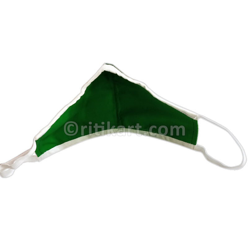 Sambalpuri Handloom Triple Layer Mask-Green with White Border