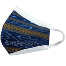 Sambalpuri Handloom Triple Layer Mask-Blue with White Border