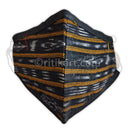Sambalpuri Handloom Triple Layer Mask- Black with Golden Yellow Strips