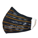 Sambalpuri Handloom Triple Layer Mask- Black with Golden Yellow Strips