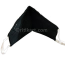 Sambalpuri Handloom Triple Layer Mask- Black with Golden Yellow Strips