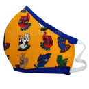 Beautiful Printed Triple Layer Mask- Yellow Color
