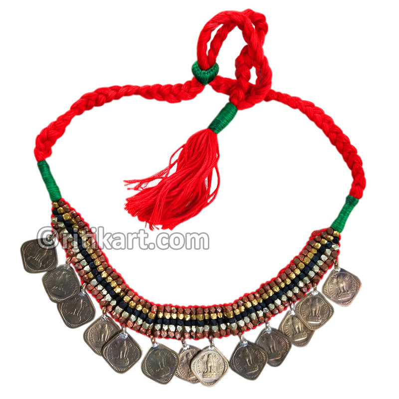 Buy Online Old Coin Embedded Designer Tribal Necklace - Ritikart