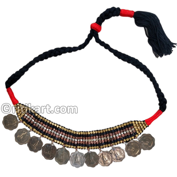 Old 10 paisa Coin Tribal Designer Necklace